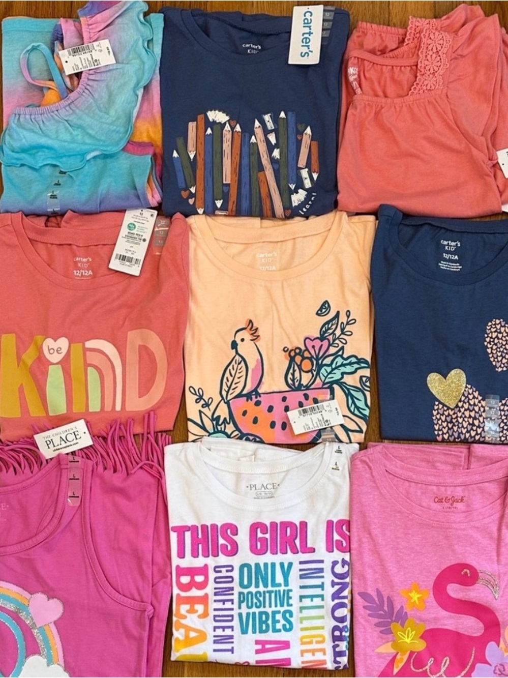 9 Tanks, Tees and long sleeve bundle, NWT, size 10/12,